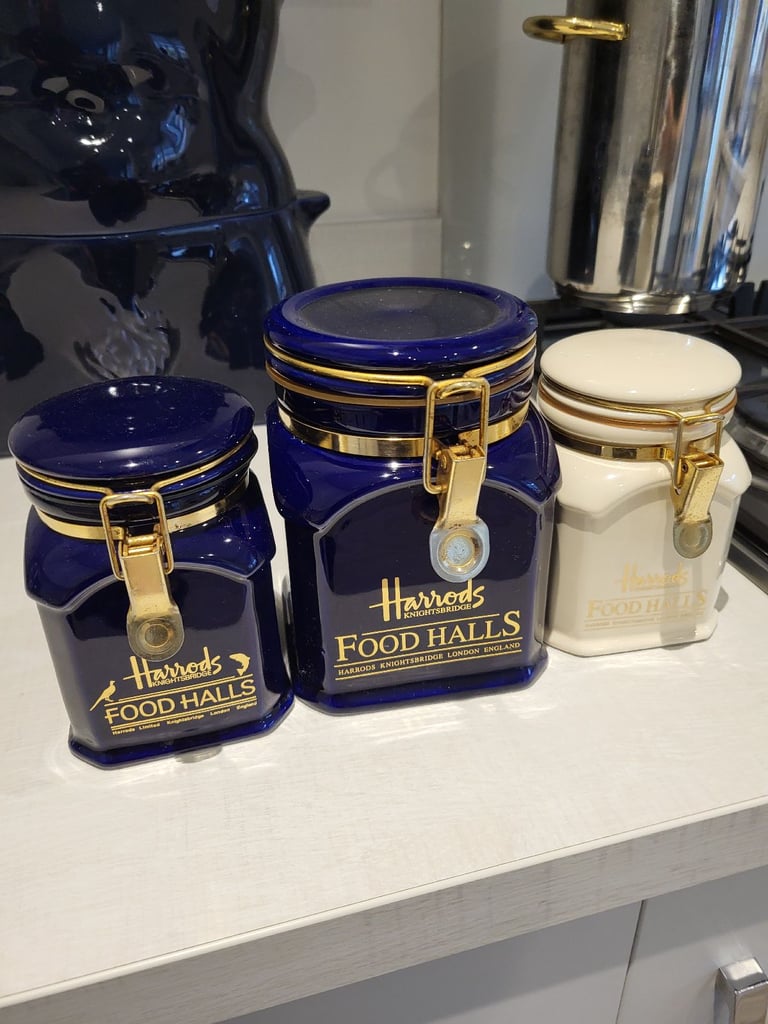 Harrods Knightsbridge Food Halls  Storage Jars Coffee/ Tea Canister Vintage