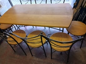 VINTAGE DESIGNER DINING TABLE WITH 8 CHAIRS BY ROB MULHOLLAND OF ABERFOYLE