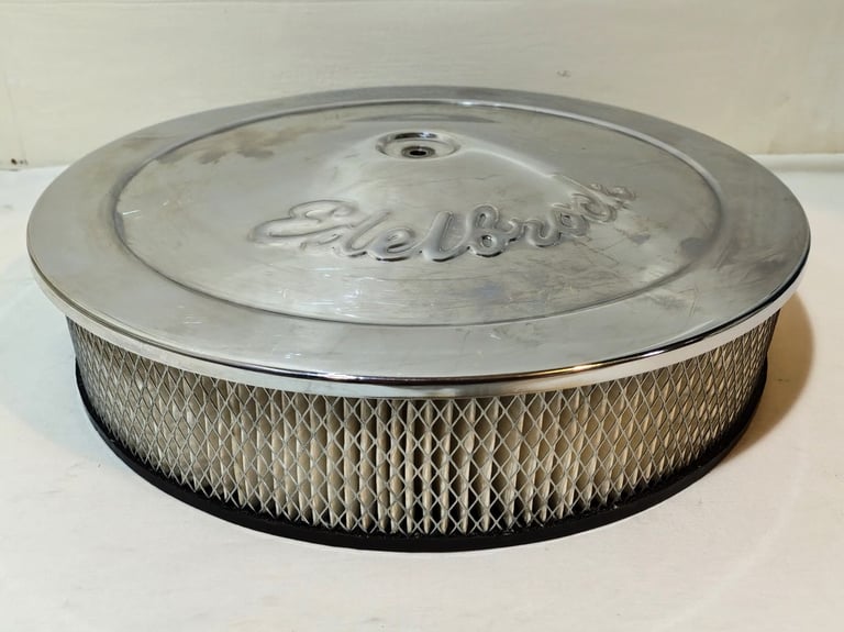 AMERICAN CAR EDELBROCK CHROME STAMPED 14" TOP PLUS AIR FILTER