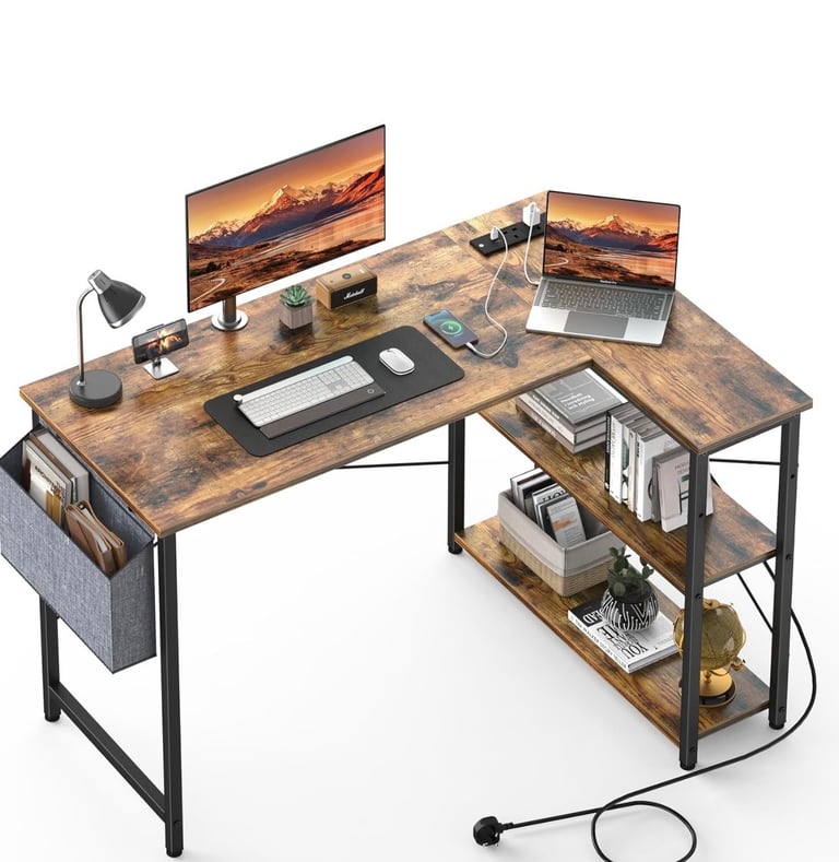 image for Amazon L-Shaped Desk with Power Outlet