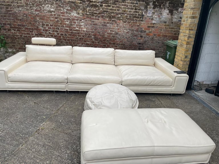 Large custom-made Italian leather sofa