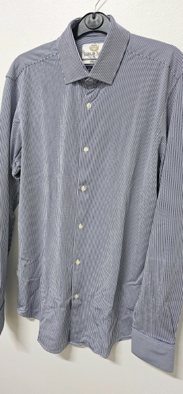 Golden &Tailors Slim Fit Comfort Strech Blue stripe shirt bra