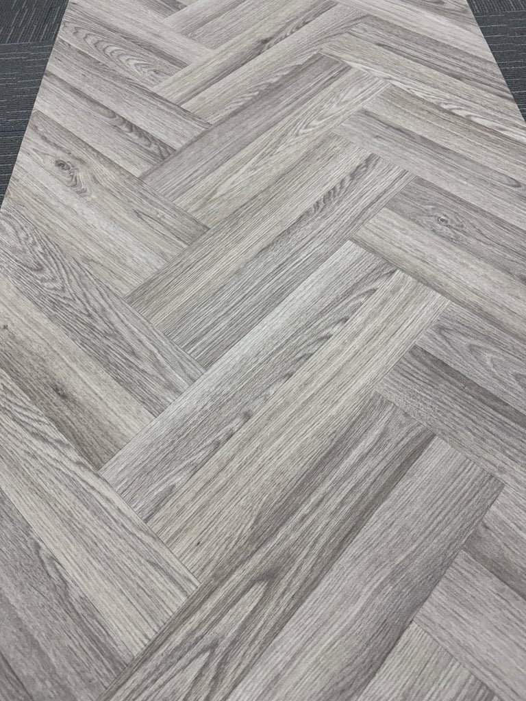 image for Felt backed herringbone vinyl cushion flooring 