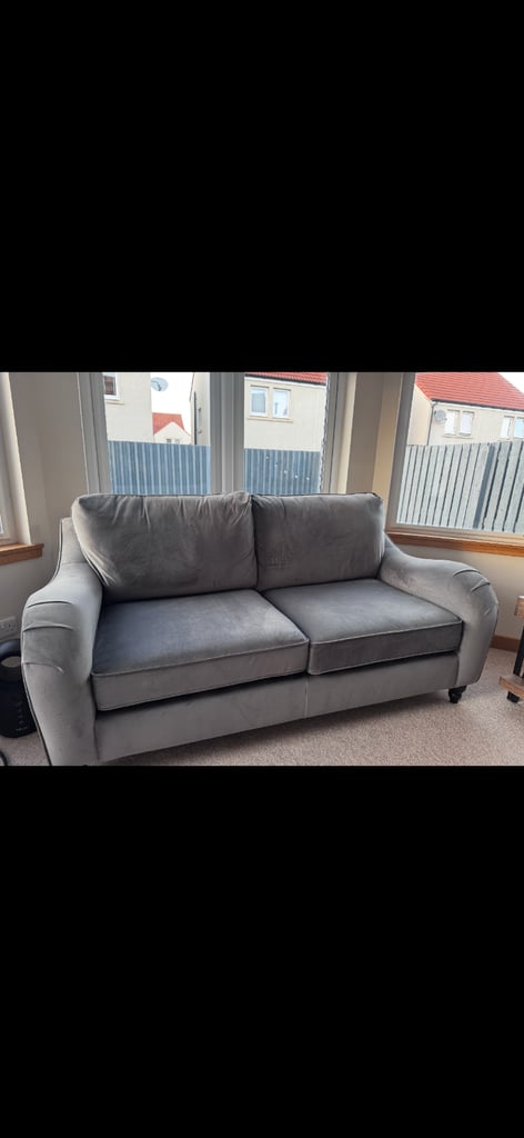 image for Soft velvet grey couch 