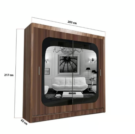 Brand New - Chelsea Mirror Sliding Door Wardrobe - Walnut - SAME/NEXT DAY DELIVERY