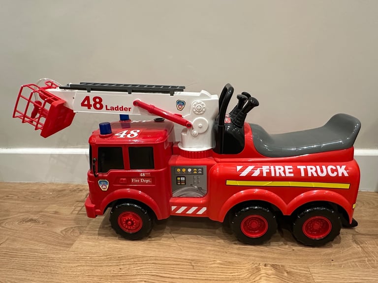 Children’s Action Fire Engine Truck Ride on Lights, Sounds & Water Hose Kid