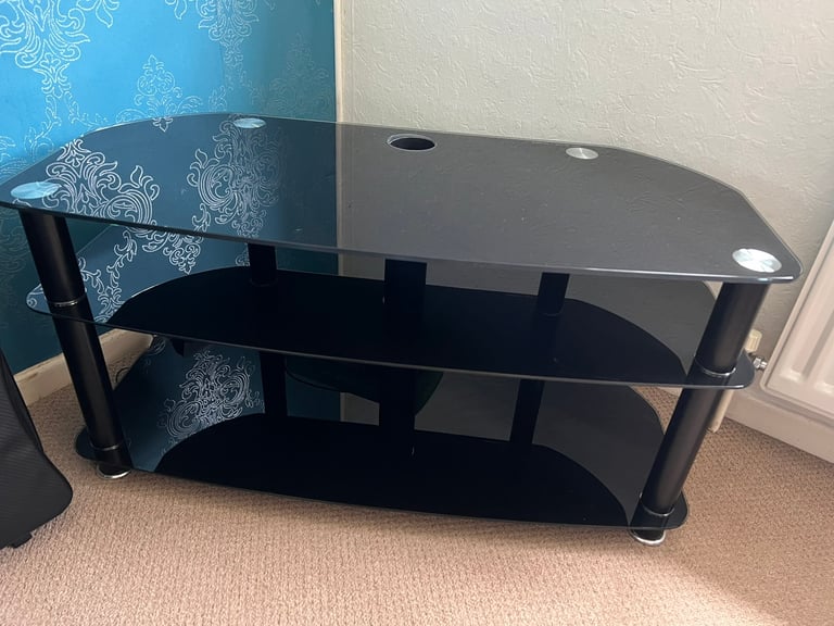 image for Black glass TV Stand 