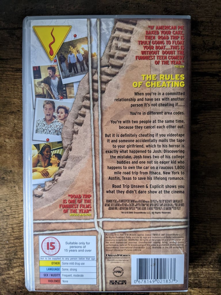 Road Trip unseen and Explicit VHS vidro tape