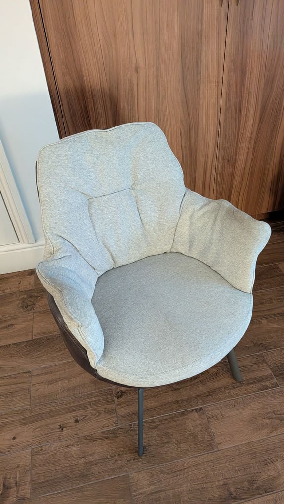 Fabric Office Chair with arms, Rotatable with No Wheels, Super Soft Breathable Cotton Chair