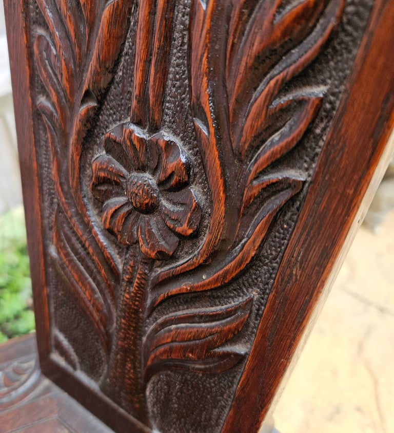 Antique Carved Oak Spinning Chair Circa 1910
