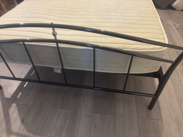 King size metal bed frame and mattress