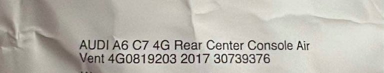 AUDI A6 C7 4G Rear Center Console Air Vent 4G0819203
