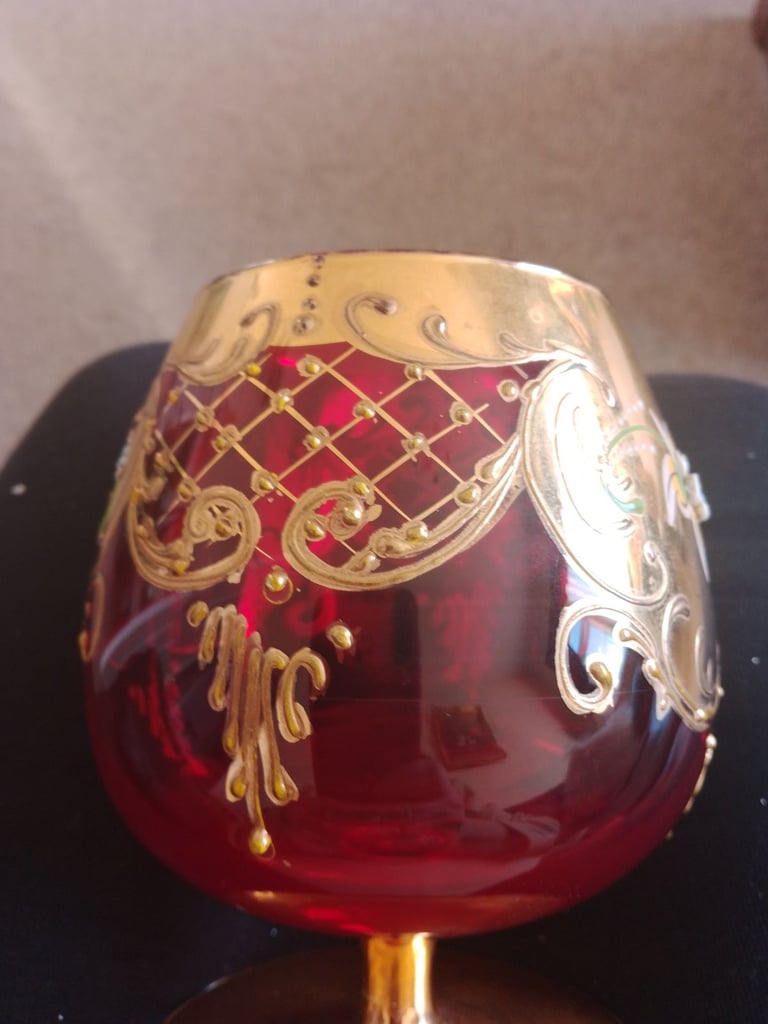 Czech bohemian large balloon brandy glasses