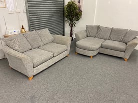 Lovely grey fabric 3 & 2 fabric sofas suite - chaise corner 