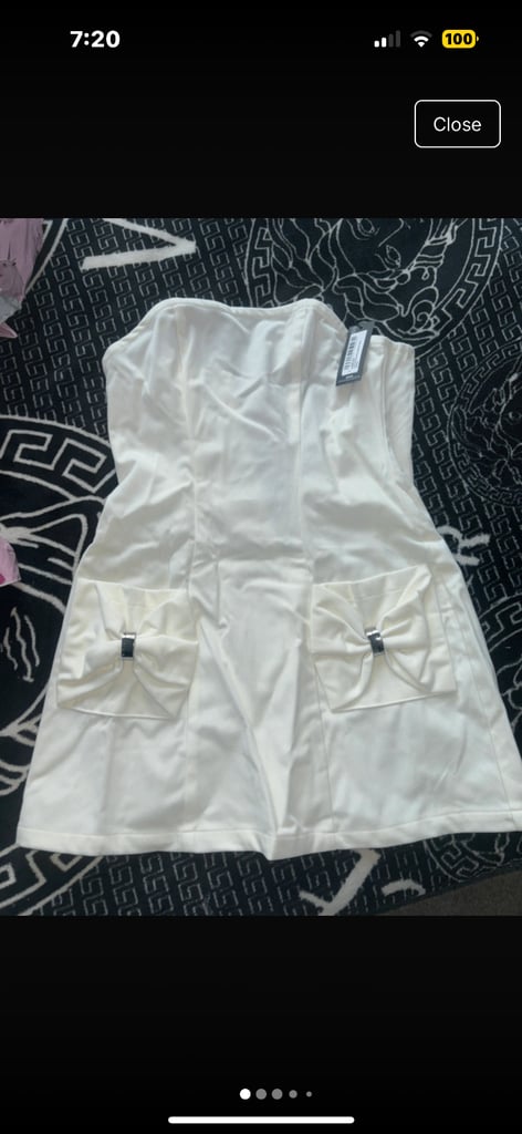 image for white structured bow mini dress 