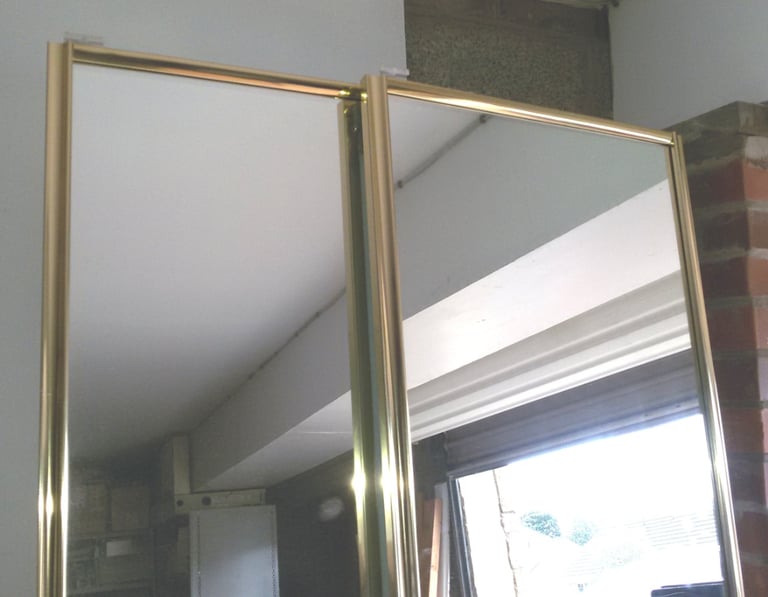 image for Pair of Mirror-glass, sliding wardrobe doors