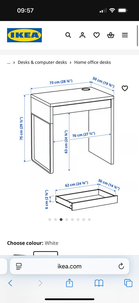 White single drawer desk 