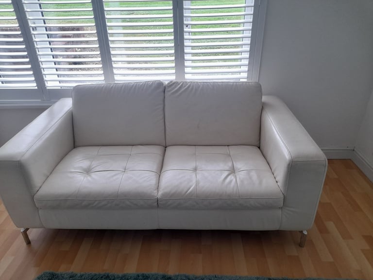 Cream leather sofa fair condition