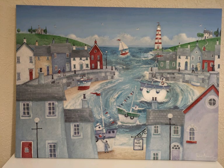 image for Lovely Peter Adderley Harbour Canvas Print 100cm x 75cm