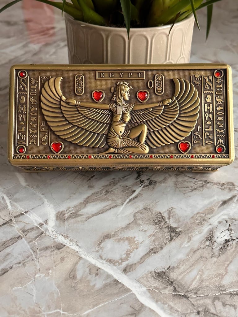 image for Vintage-Inspired Egyptian Hieroglyphics Jewelry Box