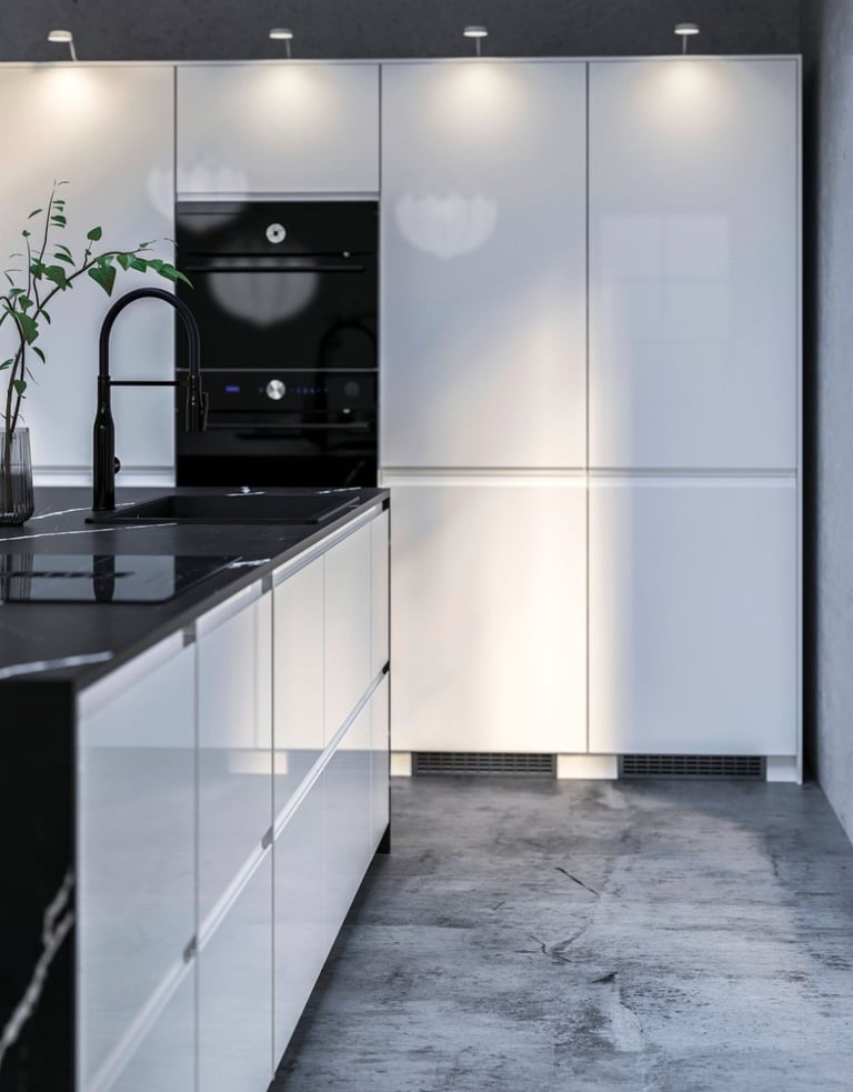 Tall Wall cupboard White gloss doors.   Kitchen Bathroom Utility Garage. 