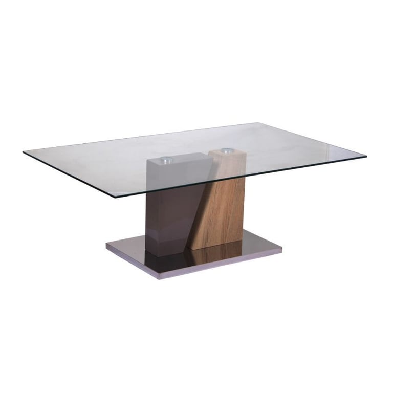 image for Olivia Glass Coffee Table Champagne & Natural