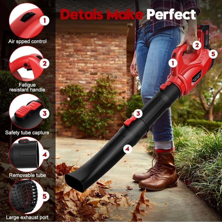 Leaf Blower Cordless, 21V Electric Leaf Blower with 4.0Ah Battery and Charger, w