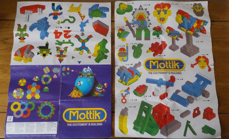 Vintage Mottik Construction Building Pegs, Wheels & Blocks. 417 Total Pieces (Bexley)