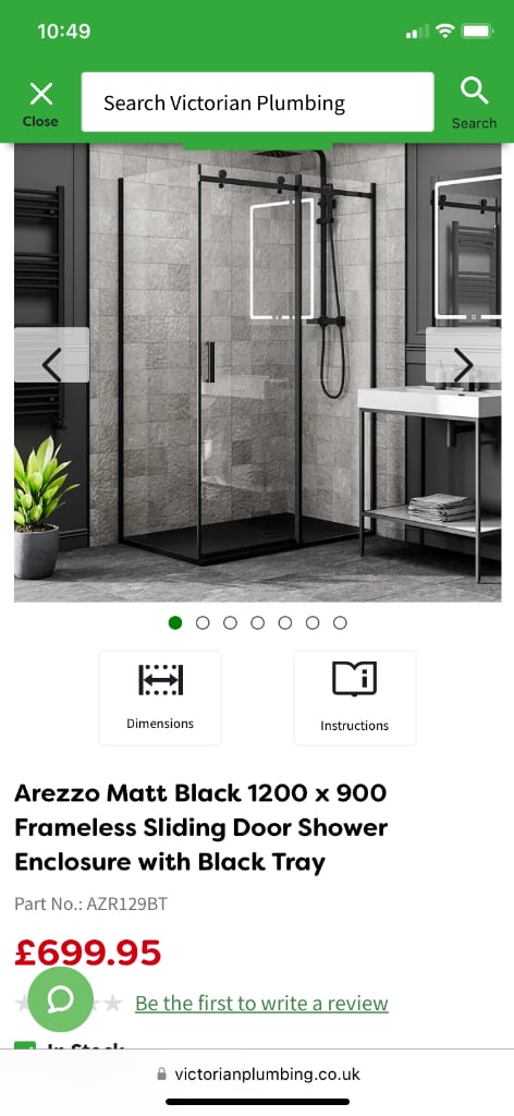 Arezzo Matte Black Shower Unit 1200x900