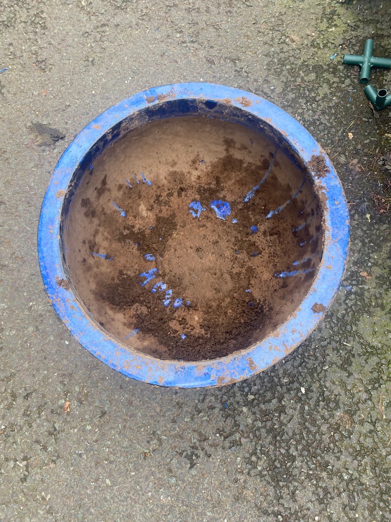 Blue ceramic pots+ White Pot 