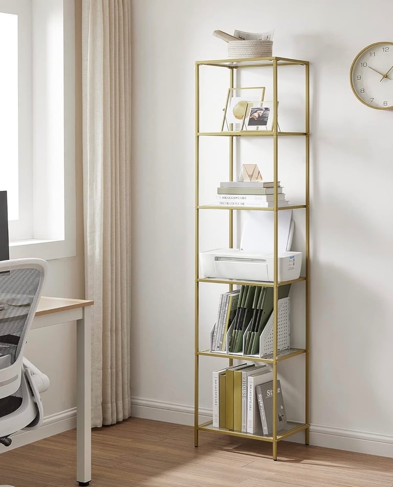 Glass shelf bookcase brand new 