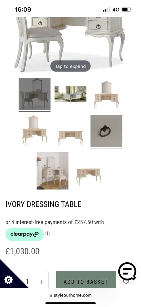 Shabby sheek bedroom set including king size bed draws dressing table & more 