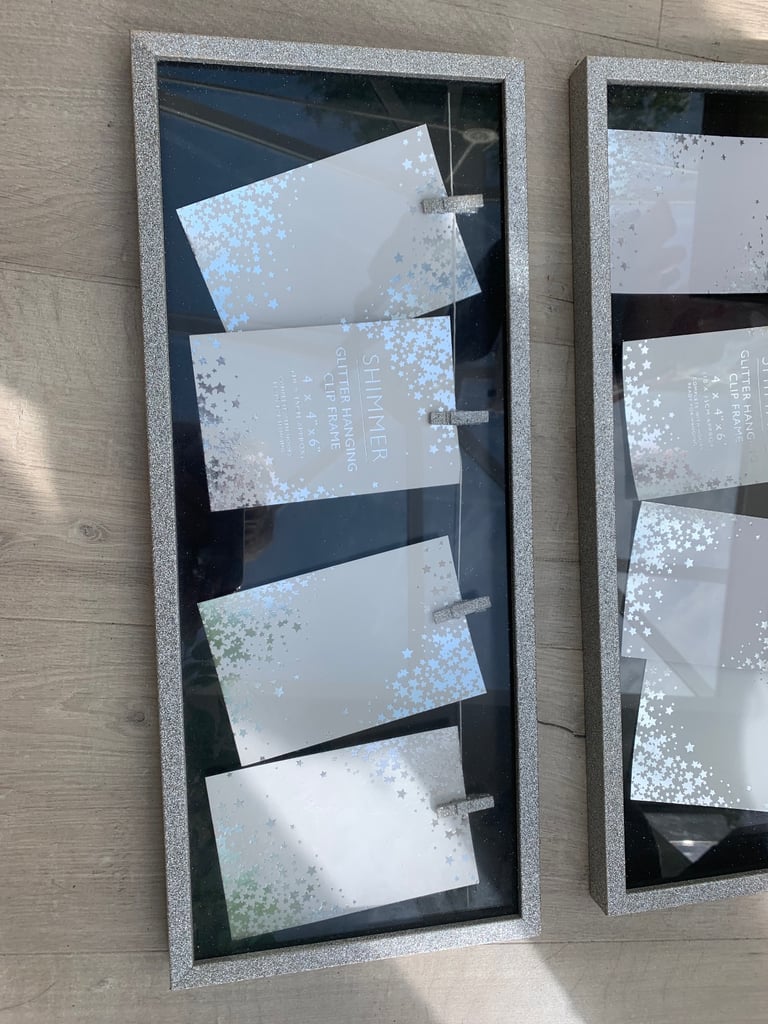 New/ unused multi photo frames silver sparkle rectangular