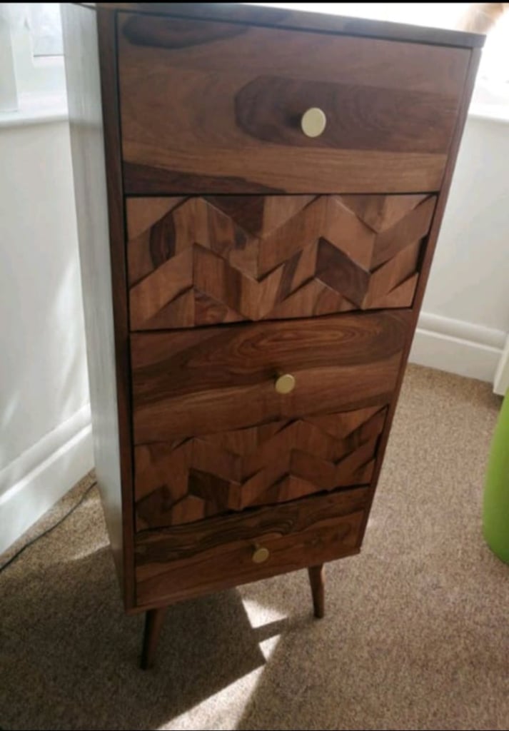 Taj Sheesham Wood Honeycomb Design Tall Boy
