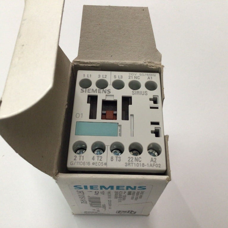 Siemens Contactor 3RT1016-1AF02, 110V Coil, 3NO Contacts + 1NC Aux, New, Boxed. ML Furnaces Spares