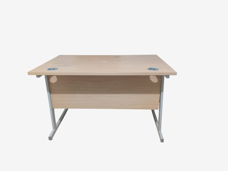 Light-Wood Computer Desk with Metal Frame