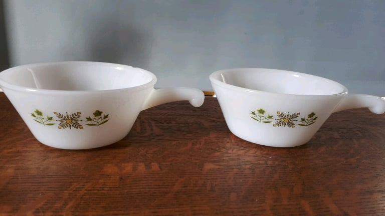 Vintage Anchor Hocking milk glass soup bowls