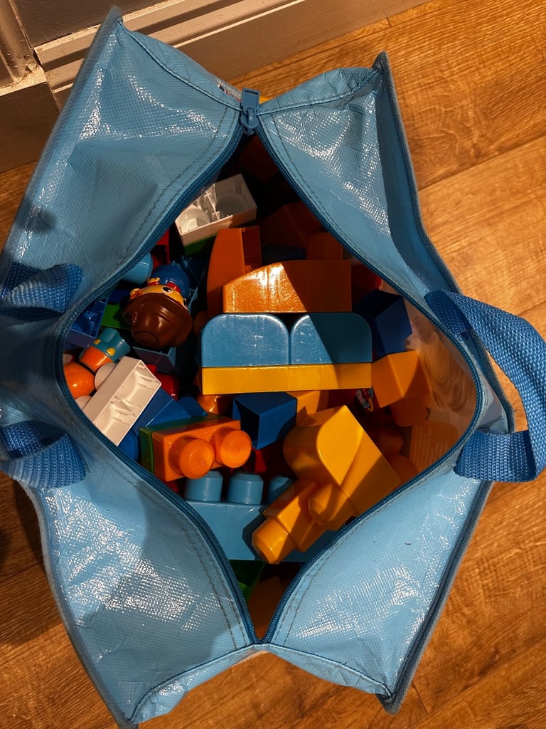 Various kids toys (duplo, toot toot drivers, books)