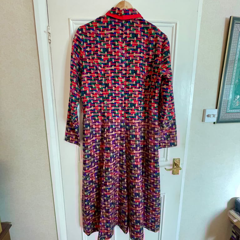 Vintage Marcelle Griffon French Abstract Print Shirt Dress 