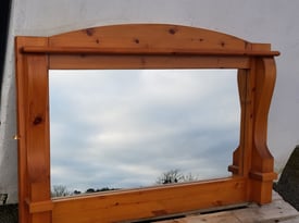 Mirror, pine wood over mantle or wall mirror
