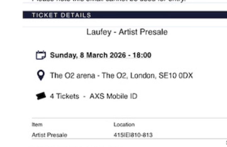 Laufey O2 tickets 8 March