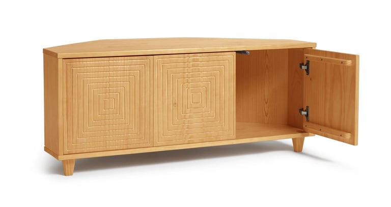 Habitat Grooved Storage 3 Door Corner TV Unit - Light Wood