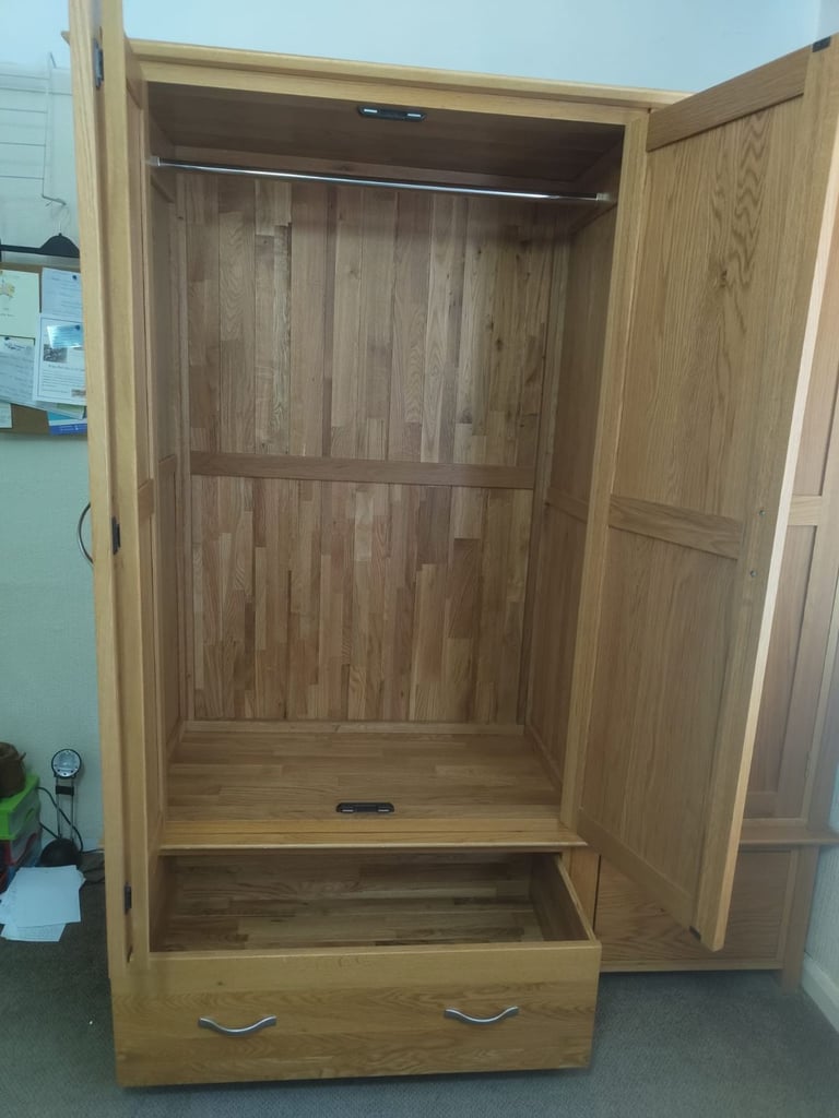Solid oak large triple wardrobe