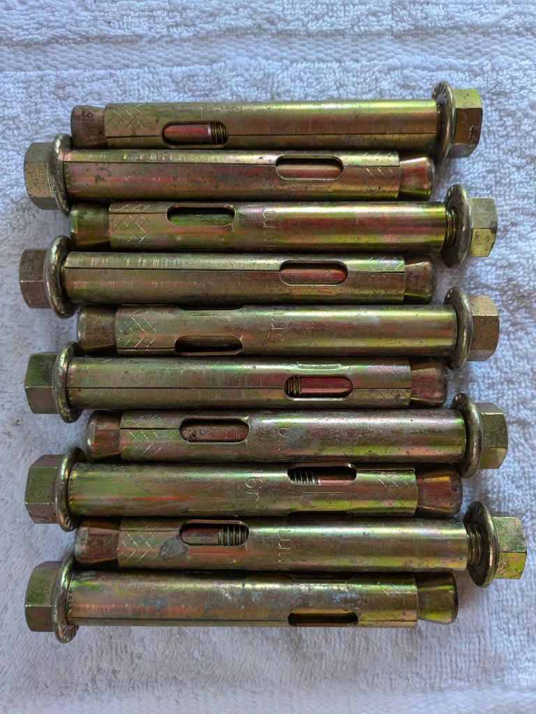 Qty 10 off M16 x 100 Sleeved Anchor Bolts 
