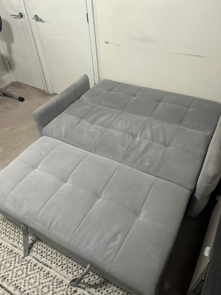 image for Grey 2-Seater Sofa Bed – Folds Out to Double Bed 