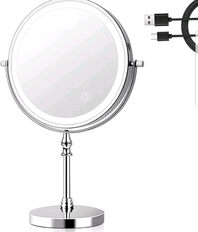 Makeup Mirror 8 Inch with 3 Colour Lights USB Rechargeable Mirror 