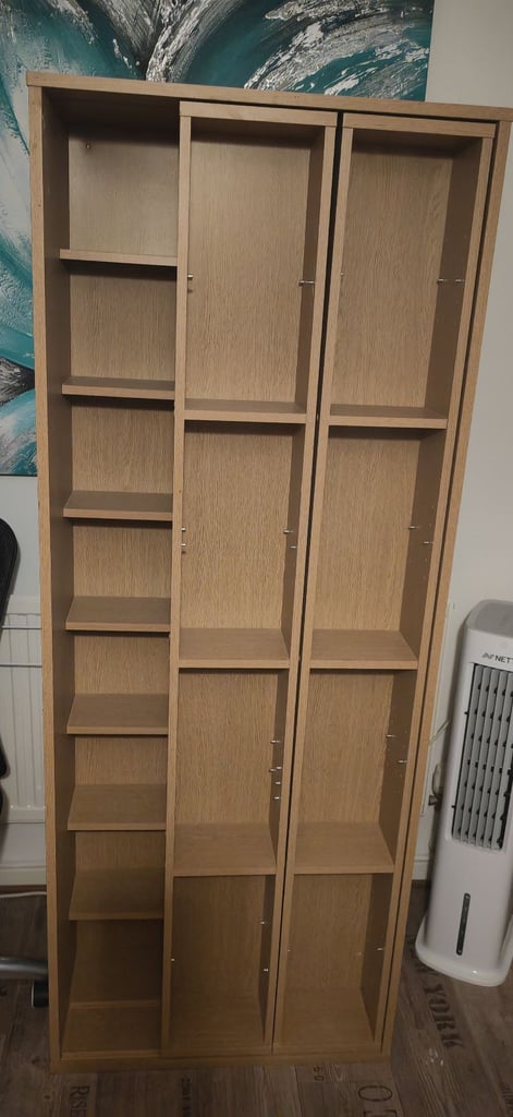 DVD Storage Sliding Shelving Cabinet Wooden Freestanding 