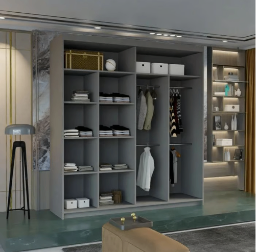 Brand New - Marika Mirror Sliding Door Wardrobe -Grey- SAME/NEXT DAY DELIVERY