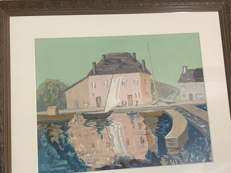 Framed watercolour painting “The canal basin” by Frances Blair 