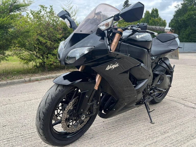 2008 08 KAWASAKI ZX 1000 ZX10 E8F NINJA ZX10R SPORTS BIKE BLACK STRAIGHT BARS